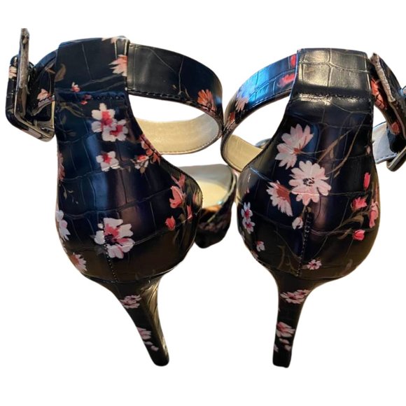 Jessica Simpson Divene Floral Cheetah Color Block Ankle Strap High Heel Stiletto - Picture 5 of 9